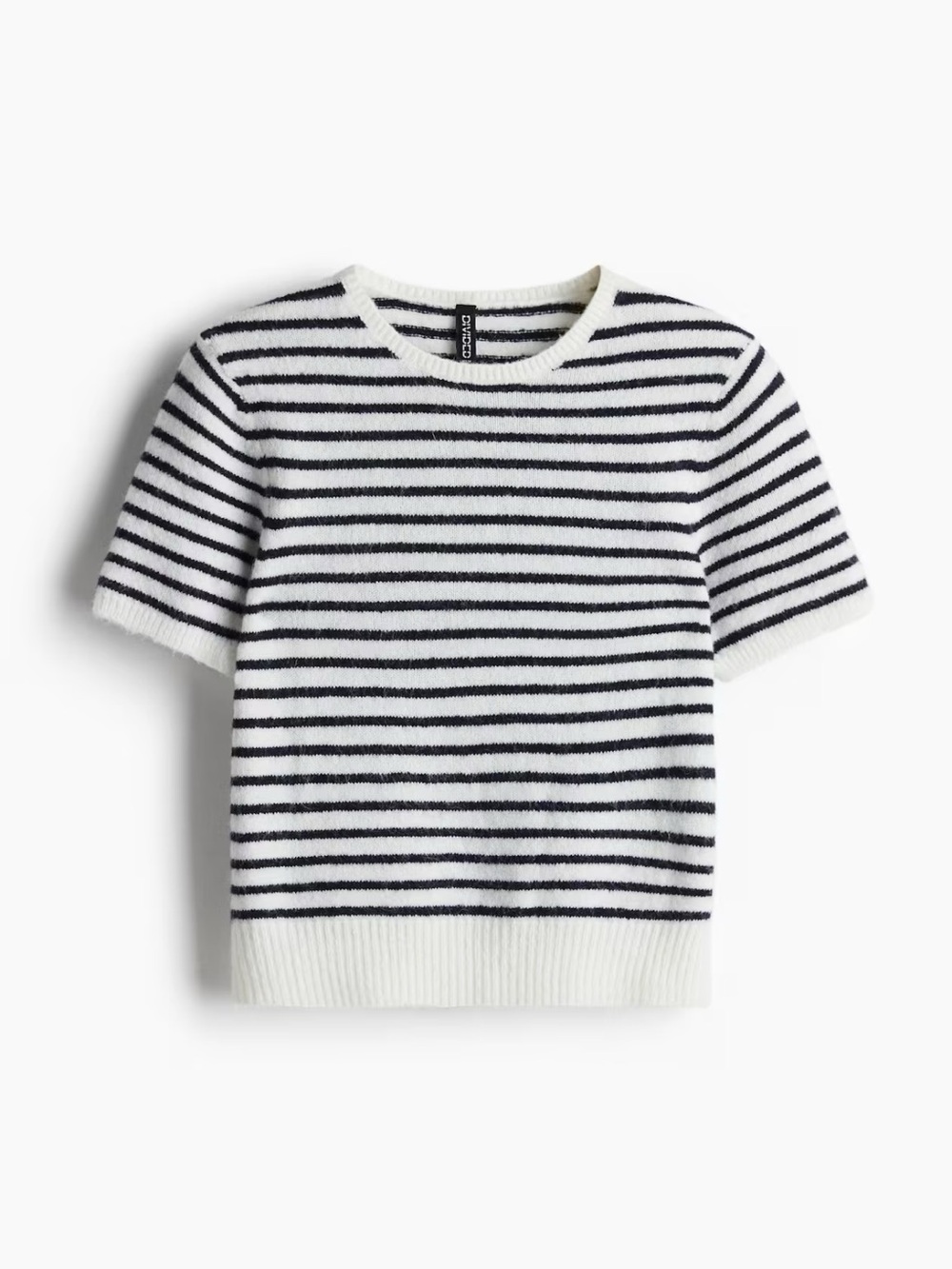 H&M White Crewneck Sweater with Navy Stripes